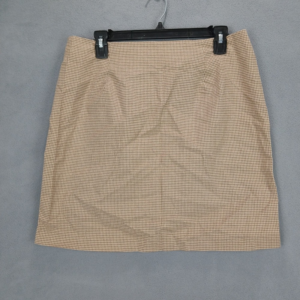 Petite By Inclinations Pencil & Straight Skirt Womens‎ 14P Tan Check Back Zip